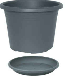 Potte Cylindro plast grå Ø16 cm