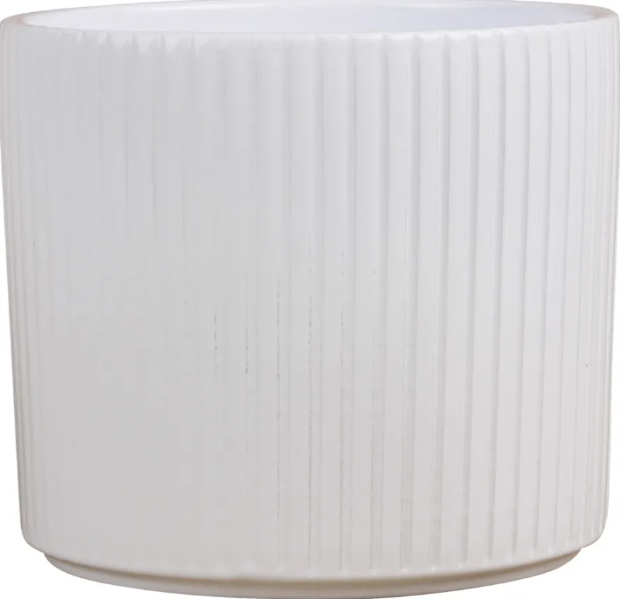 Potteskjuler Pillar Stripes hvid Ø14 cm