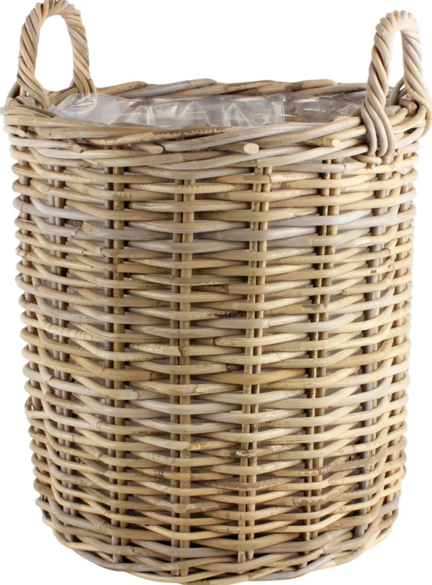 Rattankurv m/plast Ea Ø40 cm