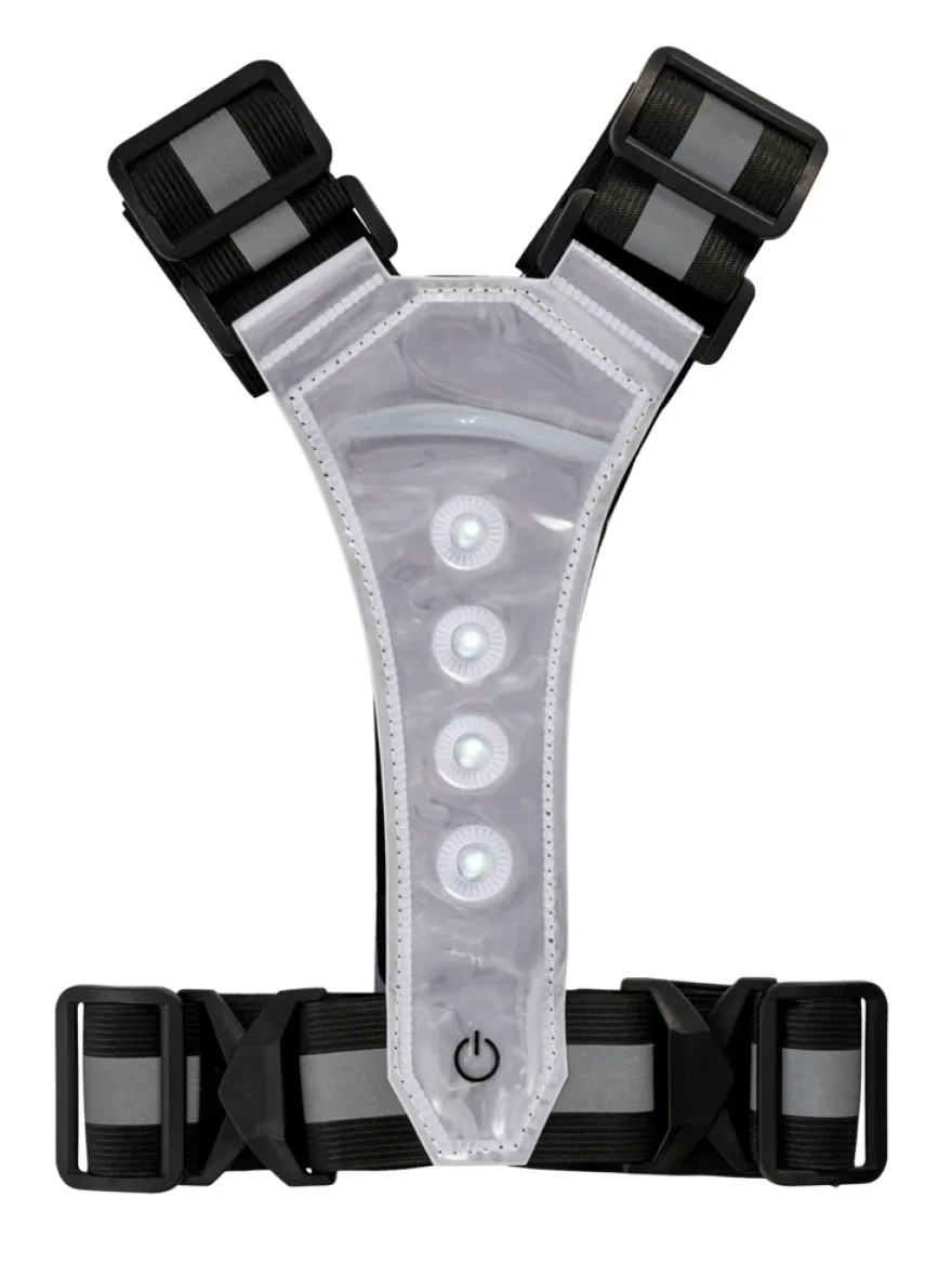 Refleksvest med LED sort/grå - BikeZone®