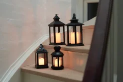 Rund lanterne med LED-bloklys
