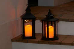 Rund lanterne med LED-bloklys