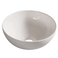 Rund porcelænsvask fritstående/topmonteret hvid Ø40 cm