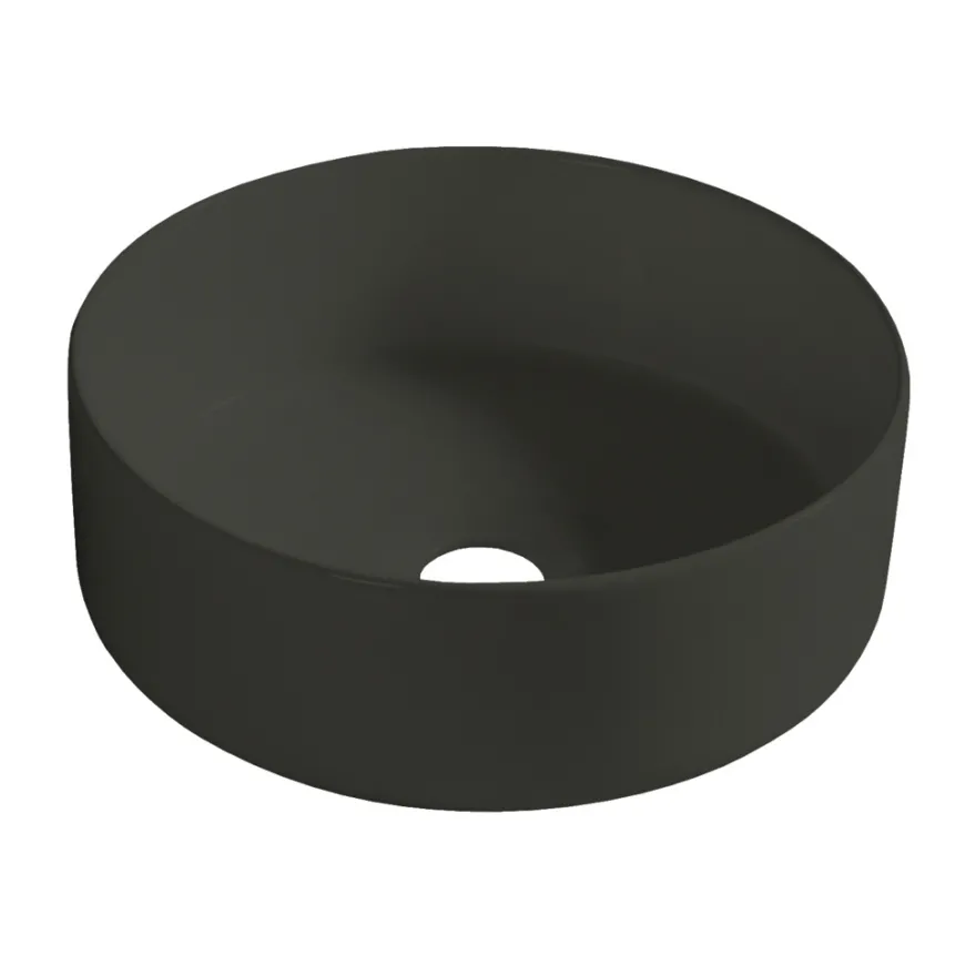 Rund porcelænsvask fritstående/topmonteret sort Ø36 cm