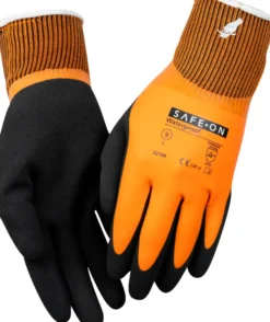 Safe-On vandtætte arbejdshandsker sort/orange str. 7