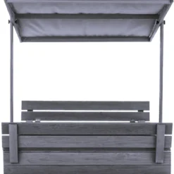 Sandkasse m/tag og bænk grå 120 x 120 cm - Nordic Play