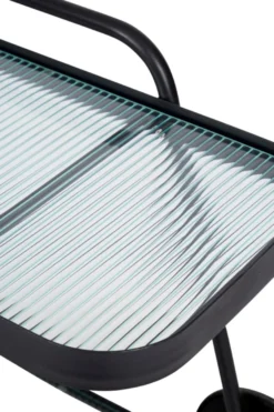Serveringsvogn i aluminium og glas