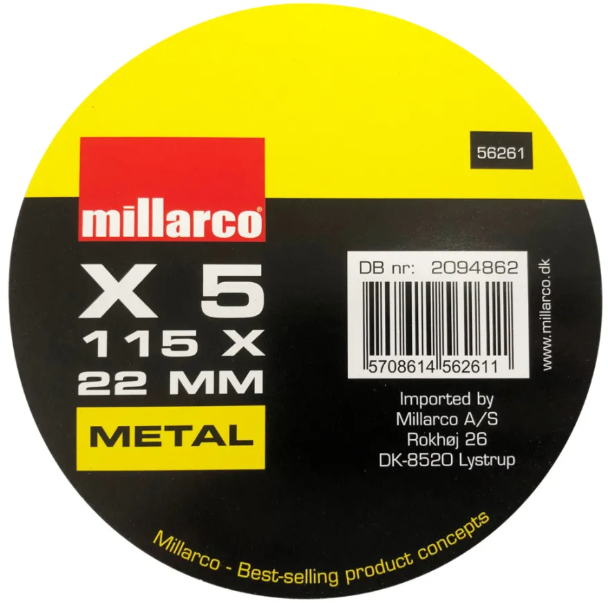 Skæreskiver til metal Ø115 mm - 5 pak