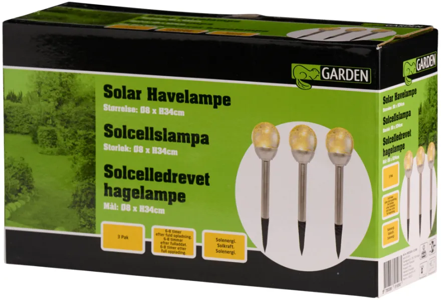 Solcellelamper Ø8 x H34 cm 3-pk. - Garden®
