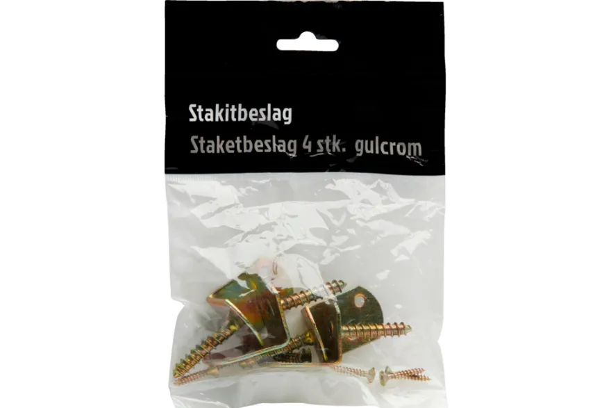 Stakitbeslag gulcrom 4 stk.