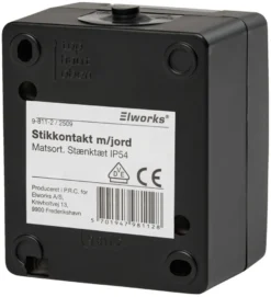Stikkontakt m/jord matsort - Elworks