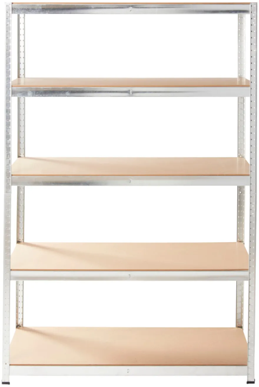 Stålreol galv. m/5 hylder - 120 x 180 x 60 cm