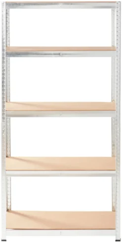 Stålreol galv. m/5 hylder - 90 x 180 x 45 cm