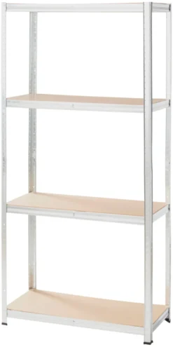 Stålreol galv. m/4 hylder - 90 x 190 x 40 cm