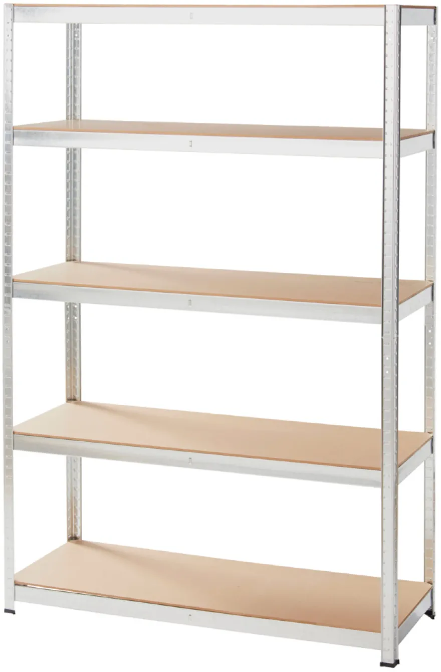 Stålreol galv. m/5 hylder - 120 x 180 x 45 cm