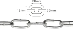 Svejst langleddet kæde 3 mm x 5 meter