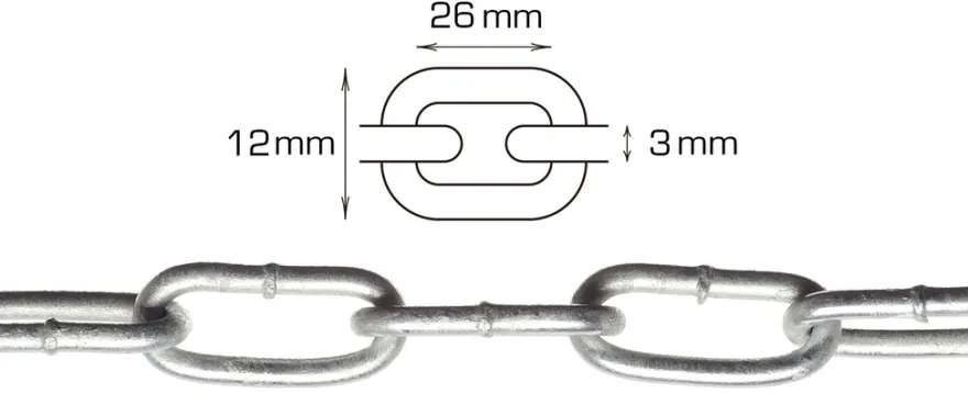 Svejst langleddet kæde 3 mm x 5 meter