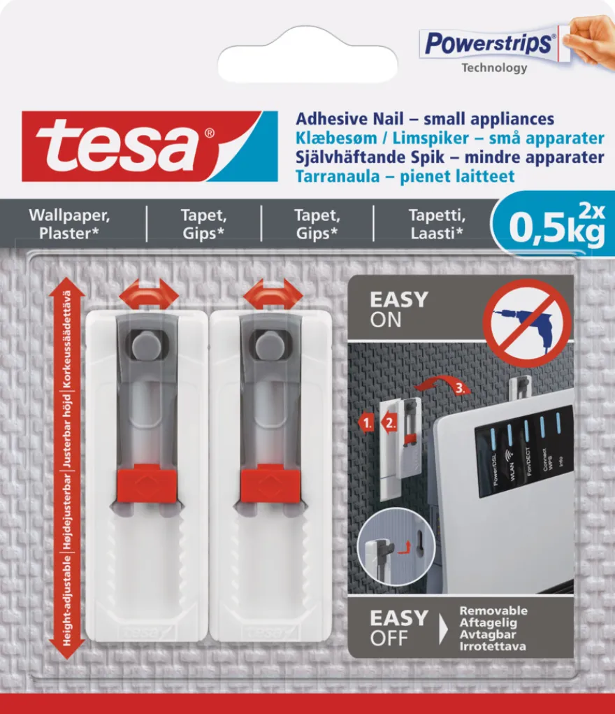 tesa® klæbesøm justerbar t/tapet og gips 0,5 kg - 2 stk.