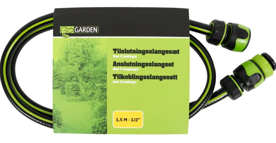 Tilslutningsslangesæt til slangevogn 1,5 meter - Garden®
