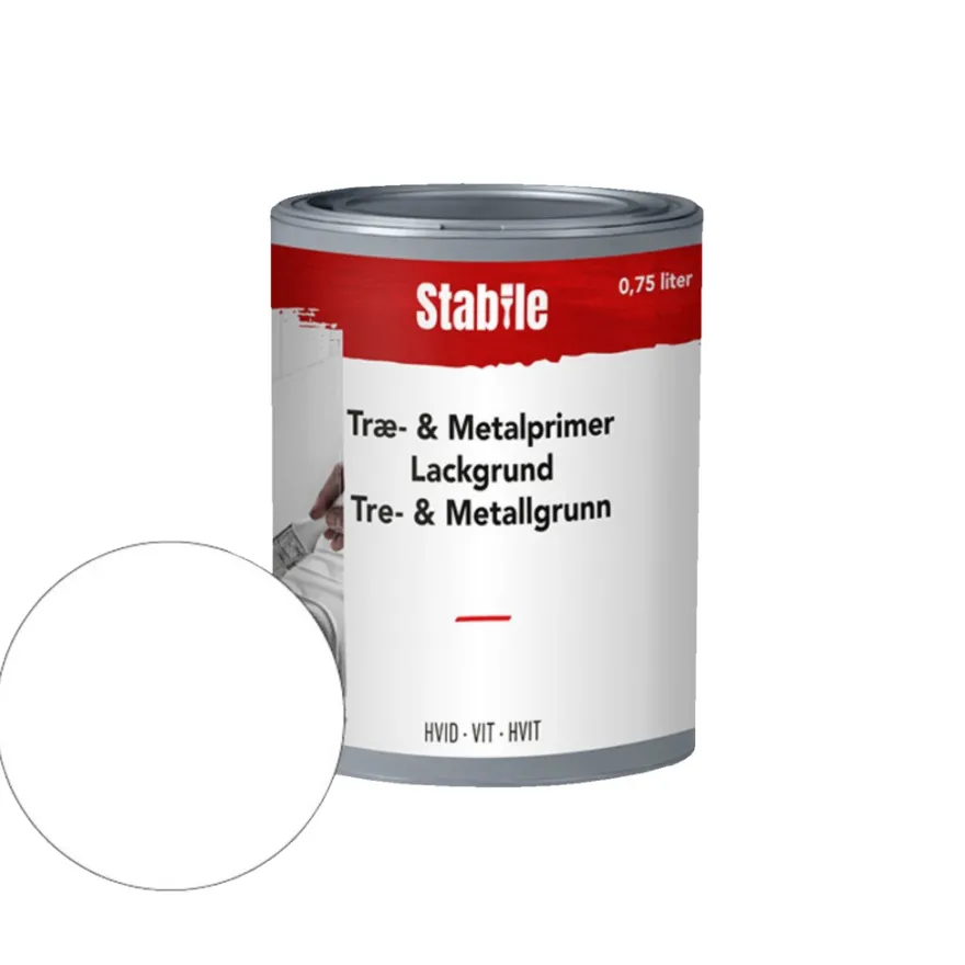 Træ- & metalprimer hvid vandbaseret 0,75 liter - Stabile®