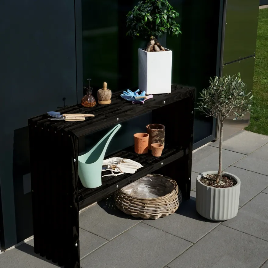 Tralle plantebord sort 115 x 32 x 80 cm