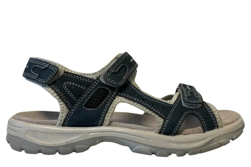 Trekkingsandaler dame denimfarvet læder str. 37