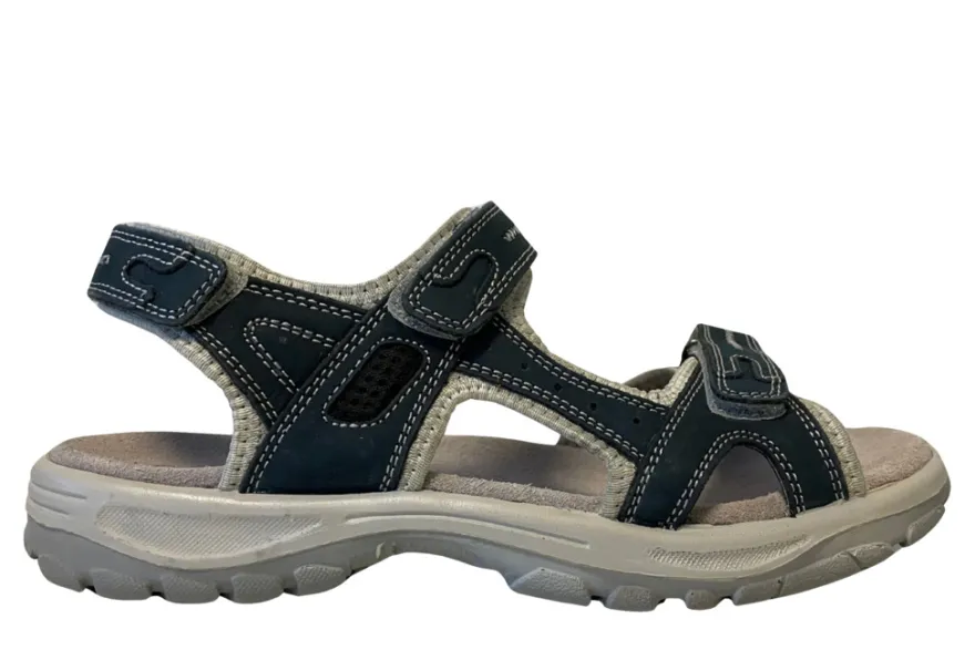 Trekkingsandaler dame denimfarvet læder str. 41
