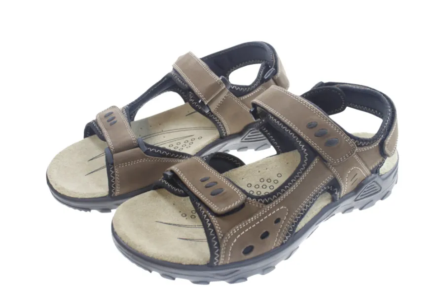 Trekkingsandaler herre brun læder str. 45