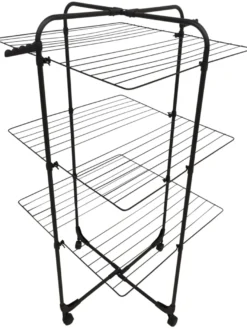 Tørrestativ m/hjul sort 70 x 70 x 133 cm