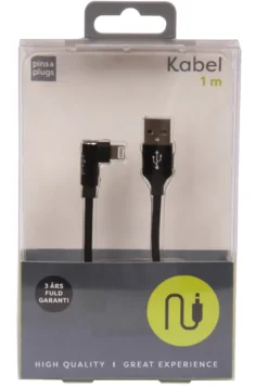 USB-A til lightning kabel 90 grader stik - 1 meter