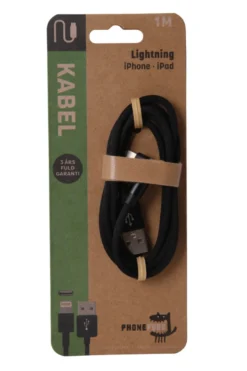 USB-A til lightning kabel 90 grader stik - 1 meter