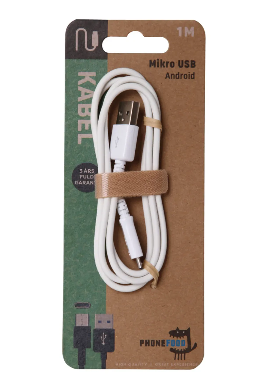 USB-A til og micro USB kabel – 1 meter