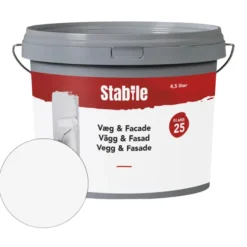 Væg & Facade 25 hvid maling 4,5 liter - Stabile®