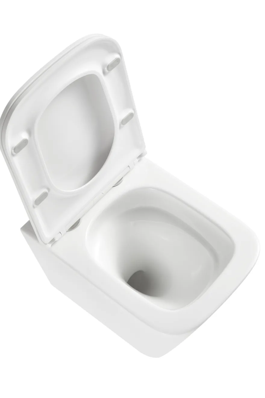 Væghængt toilet kantet m/Vortex skyl - hvid