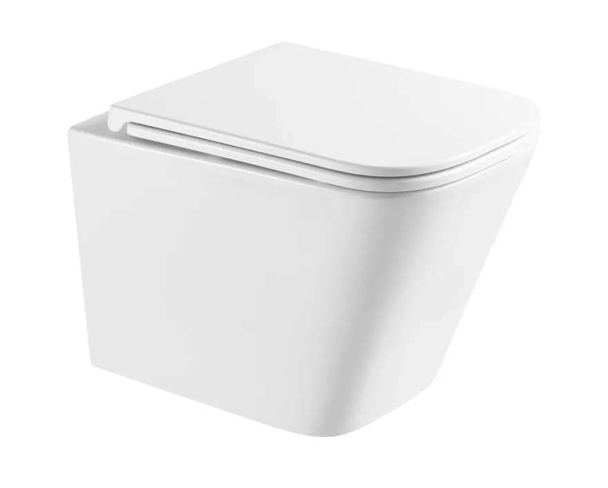 Væghængt toilet kantet m/Vortex skyl - hvid