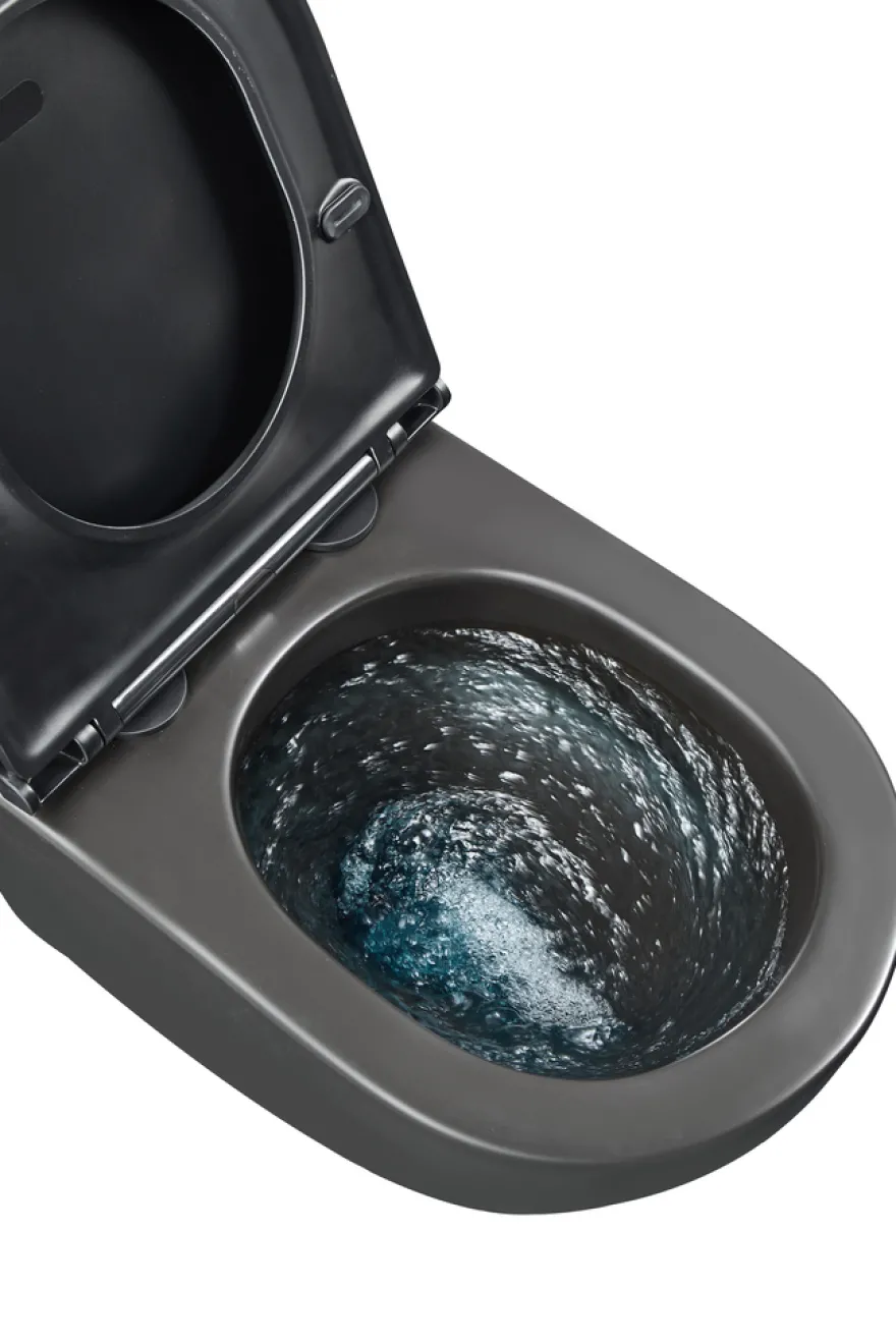 Væghængt toilet rund m/Vortex skyl - sort