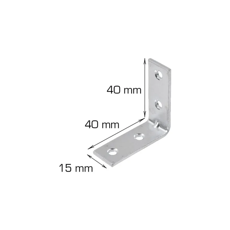 Vinkelbeslag 40 x 40 x 15 mm - 2 stk.