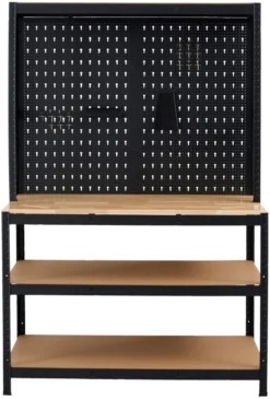 Værkstedsbord m/væg og hylder 180x120x60 cm