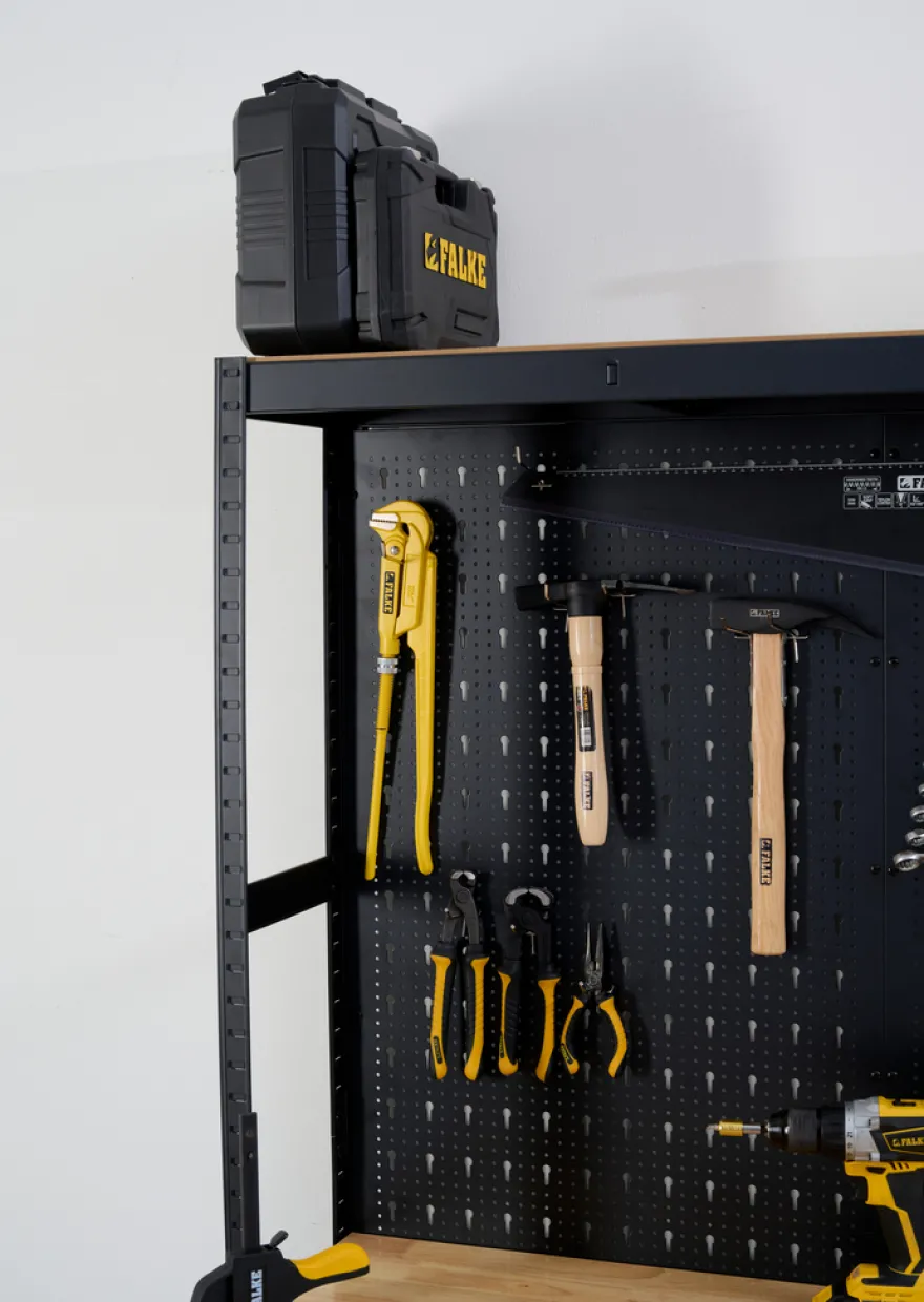 Værkstedsbord m/væg og hylder 180x120x60 cm