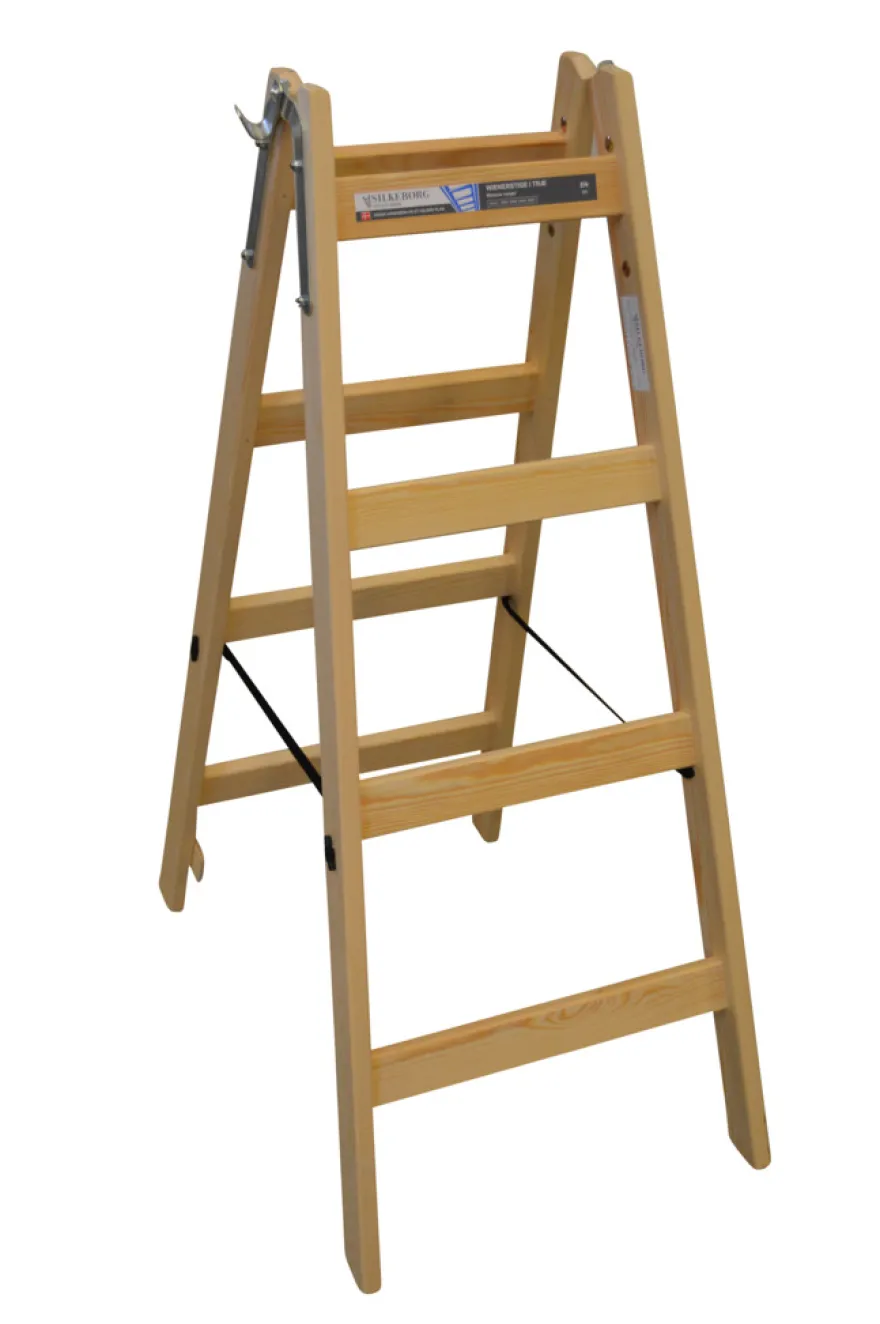Wienerstige i træ 4 trin 113 cm - Silkeborg Stigefabrik